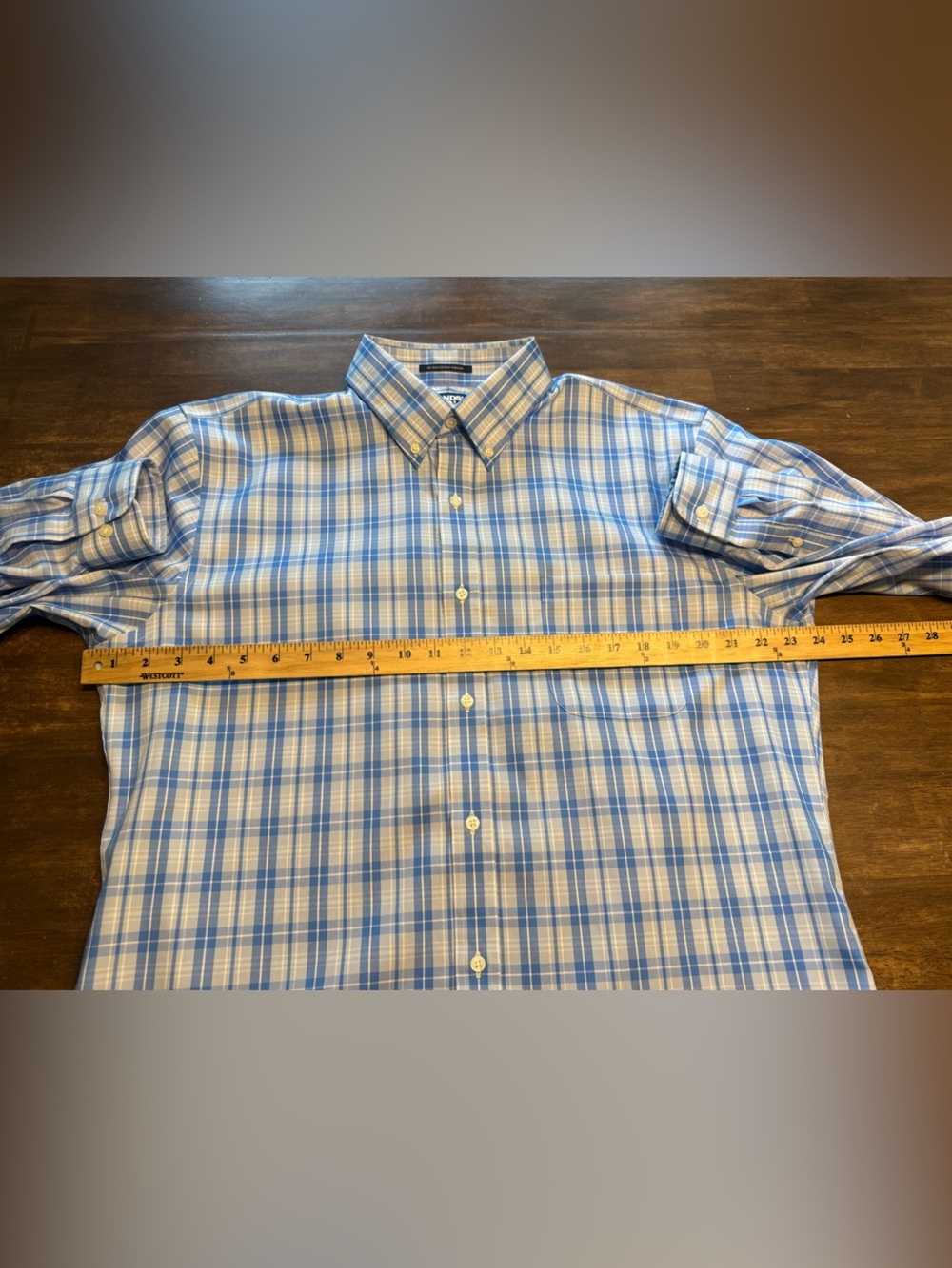 Lands End Men’s Blue Plaid Tailored Fit Long Sleeve Button Up Shirt SZ 16 1/2-35 - Picture 7 of 8
